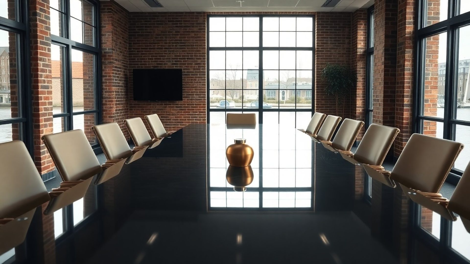 Charcoal-gouden boardroom in een Nijmeegs kantoor van Nieuw Groep